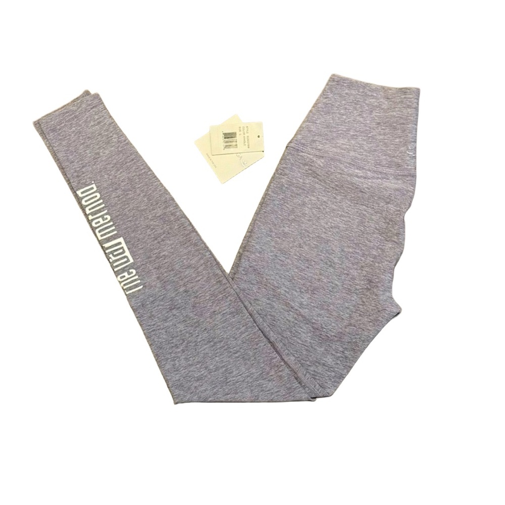 Beyond Yoga x The Bar Method Leggings Wisteria Heather Silver Foil Logo – Size L